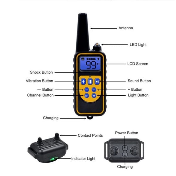 T776 Rechargeable Remote Training Collar 1-3 Dogs 800m - BARKAHOLICS®